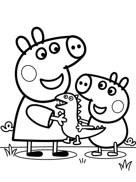 Peppa e George Brincando para colorir Desenho de Peppa e George Brincando para colorir e imprimir grátis