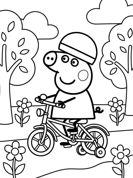 Desenho de Peppa Pig de Bicicleta para colorir e imprimir grátis