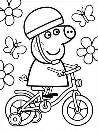 Desenho de Peppa Pig de Bicicleta para colorir e imprimir grátis