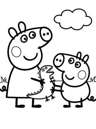 Peppa Pig e George Brincando para colorir Desenho de Peppa Pig e George Brincando para colorir e imprimir grátis