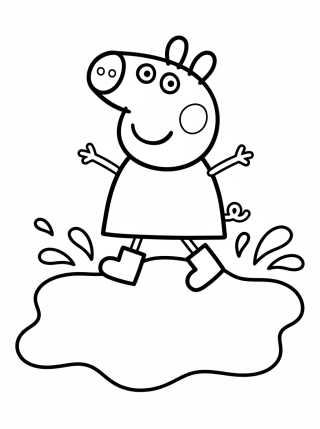 Desenho de Peppa Pig na Poça de Lama para colorir e imprimir grátis