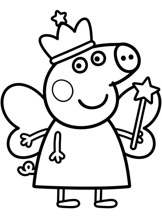 Peppa Pig Princesa Fada para colorir Desenho de Peppa Pig Princesa Fada para colorir e imprimir grátis
