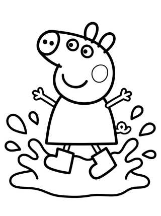 Peppa Pig Pulando na Lama para colorir Desenho de Peppa Pig Pulando na Lama para colorir e imprimir grátis