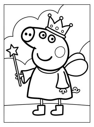 Desenho de Peppa Pig Vestida de Fada para colorir e imprimir grátis