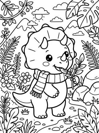 Desenho de Dinossauro Bebê de Cachecol para colorir e imprimir grátis