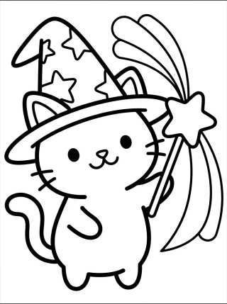 Gatinho Mago com Varinha Mágica para colorir Desenho de Gatinho Mago com Varinha Mágica para colorir e imprimir grátis