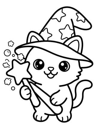 Gatinho Mago Mágico para colorir Desenho de Gatinho Mago Mágico para colorir e imprimir grátis