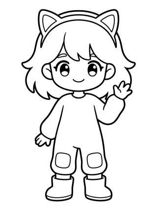 Desenho de Menina com Tiara de Gatinho para colorir e imprimir grátis