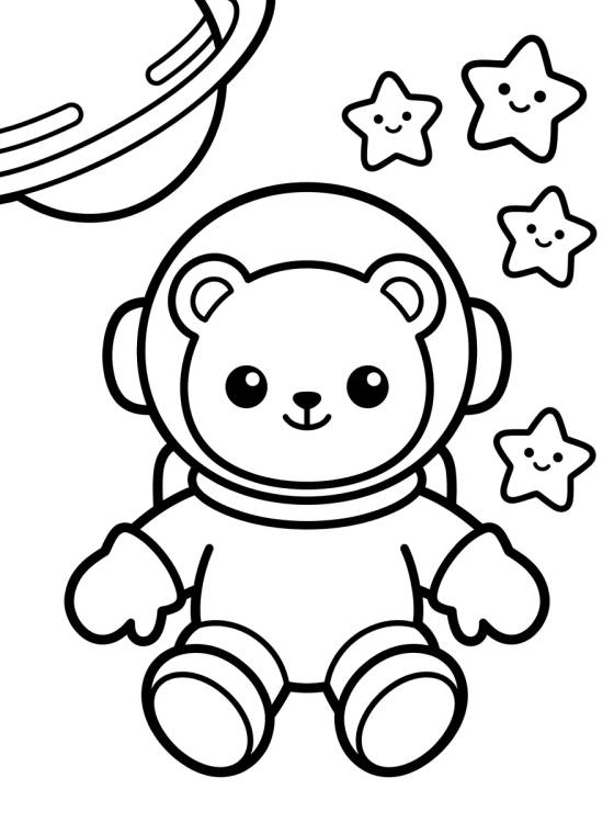 Ursinho Astronauta no Espaço para colorir Desenho de Ursinho Astronauta no Espaço para colorir e imprimir grátis