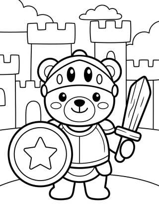 Ursinho Cavaleiro Corajoso para colorir Desenho de Ursinho Cavaleiro Corajoso para colorir e imprimir grátis