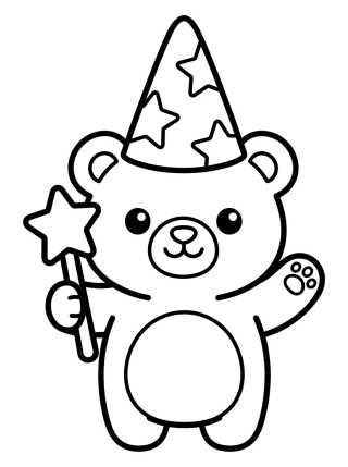 Ursinho Mágico Kawaii para colorir Desenho de Ursinho Mágico Kawaii para colorir e imprimir grátis