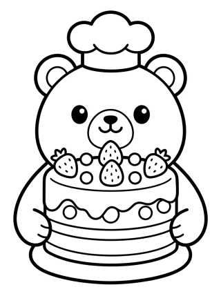 Ursinho Padeiro Com Bolo para colorir Desenho de Ursinho Padeiro Com Bolo para colorir e imprimir grátis