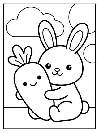 Coelhinho com Cenoura para colorir Desenho de Coelhinho com Cenoura para colorir e imprimir grátis