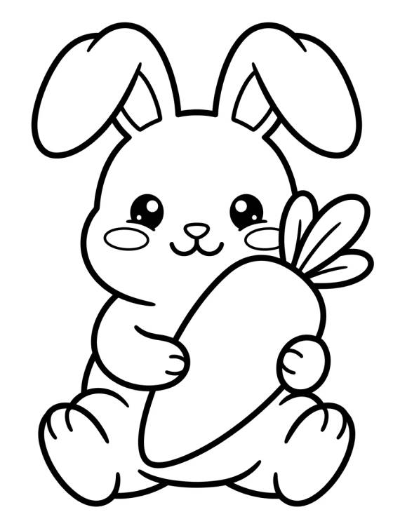 Desenho de Coelhinho de Estimação com Cenoura para colorir e imprimir grátis