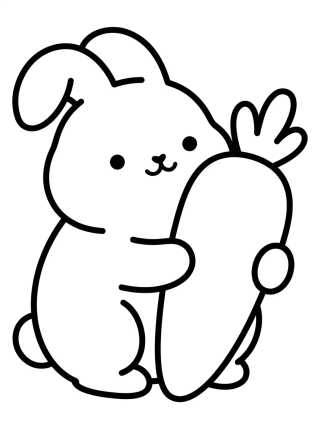 Desenho de Coelhinho Fofinho Abraçando Cenoura para colorir e imprimir grátis