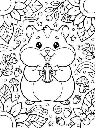Hamster Bochechudo com Semente para colorir Desenho de Hamster Bochechudo com Semente para colorir e imprimir grátis