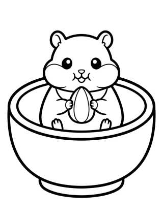 Hamster Fofinho na Tigela de Comida para colorir Desenho de Hamster Fofinho na Tigela de Comida para colorir e imprimir grátis