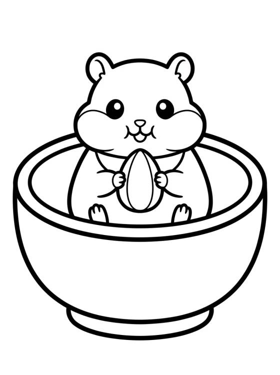 Hamster Fofinho na Tigela de Comida para colorir Desenho de Hamster Fofinho na Tigela de Comida para colorir e imprimir grátis
