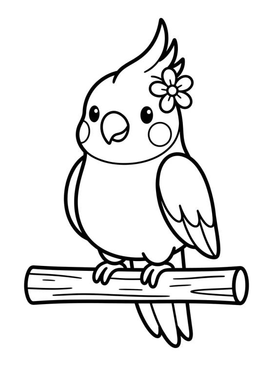 Desenho de Passarinho Calopsita Fofinha para colorir e imprimir grátis