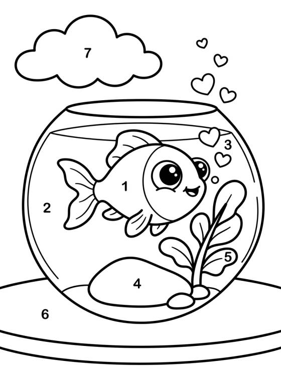 Desenho de Peixinho no Aquário para colorir e imprimir grátis