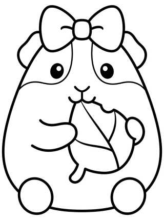 Desenho de Porquinho-da-Índia Kawaii para colorir e imprimir grátis