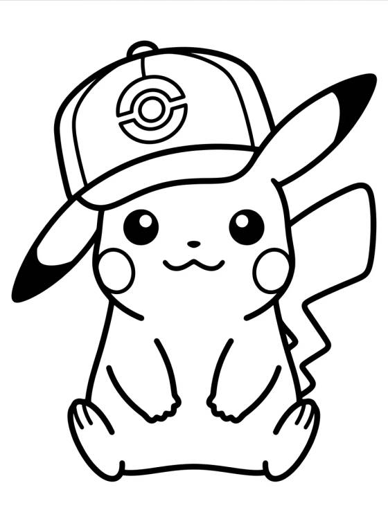 Pikachu com Boné de Treinador para colorir Desenho de Pikachu com Boné de Treinador para colorir e imprimir grátis