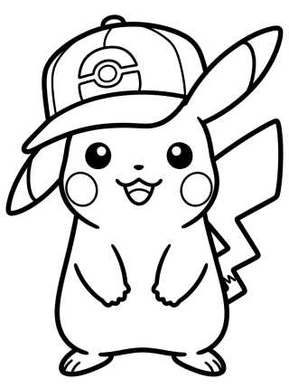 Pikachu com Boné de Treinador para colorir Desenho de Pikachu com Boné de Treinador para colorir e imprimir grátis