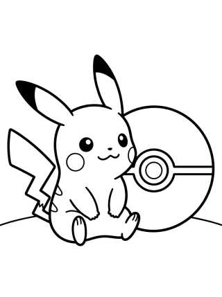 Pikachu com Pokébola para colorir Desenho de Pikachu com Pokébola para colorir e imprimir grátis