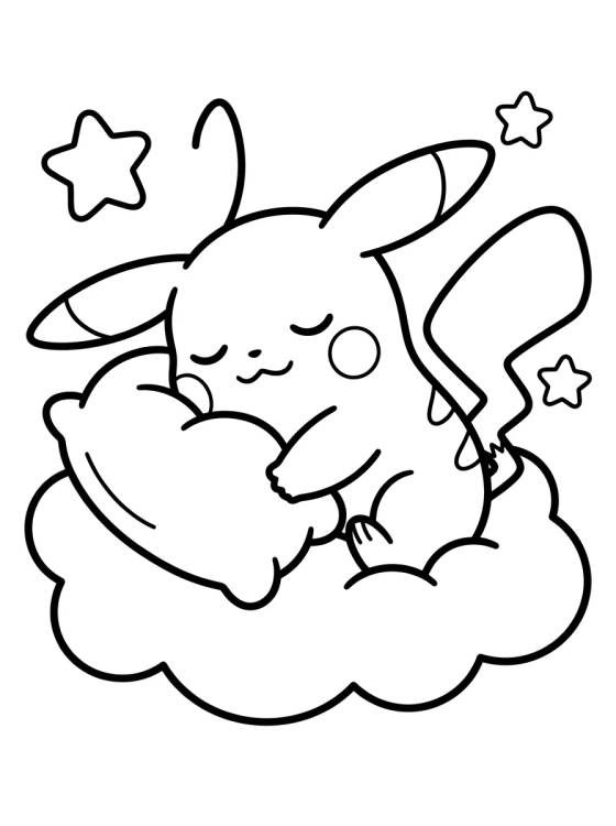 Pikachu Dormindo em uma Nuvem para colorir Desenho de Pikachu Dormindo em uma Nuvem para colorir e imprimir grátis