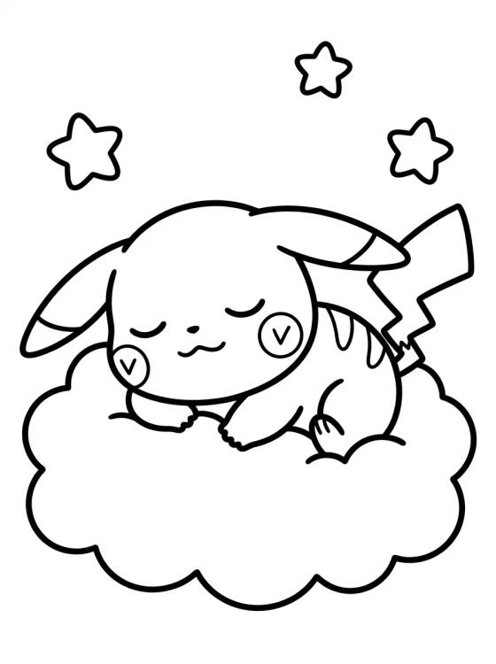 Desenho de Pikachu Dormindo para colorir e imprimir grátis