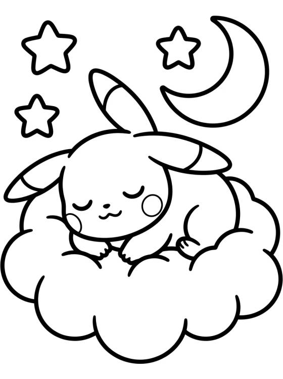 Pikachu Dormindo na Nuvem para colorir Desenho de Pikachu Dormindo na Nuvem para colorir e imprimir grátis