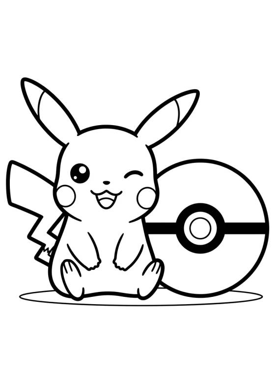 Desenho de Pikachu e Pokébola para colorir e imprimir grátis