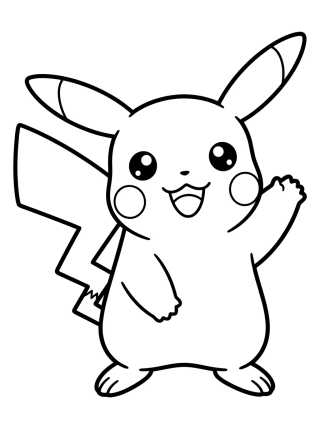 Desenho de Pikachu Fofo Acenando para colorir e imprimir grátis