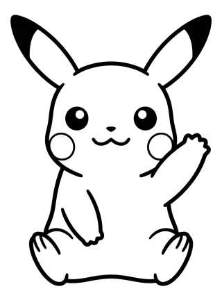 Desenho de Pikachu Fofo Acenando para colorir e imprimir grátis