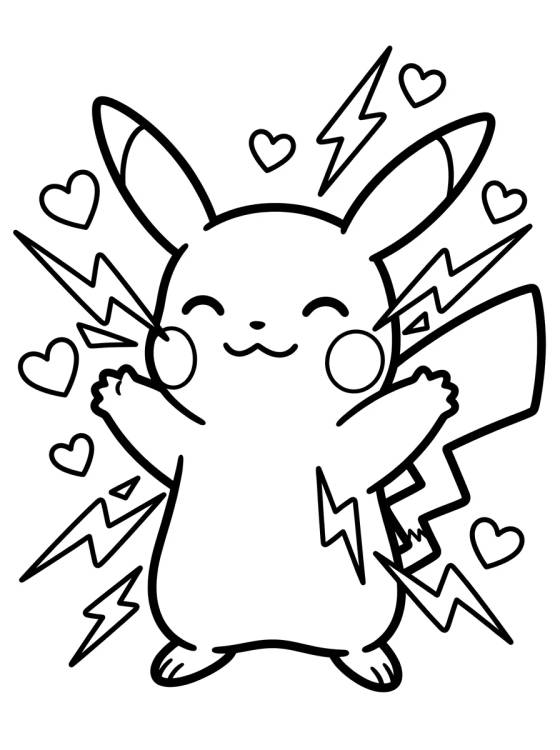 Desenho de Pikachu Soltando Raios para colorir e imprimir grátis