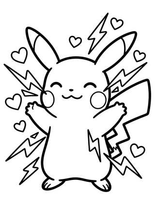 Pikachu Soltando Raios para colorir Desenho de Pikachu Soltando Raios para colorir e imprimir grátis