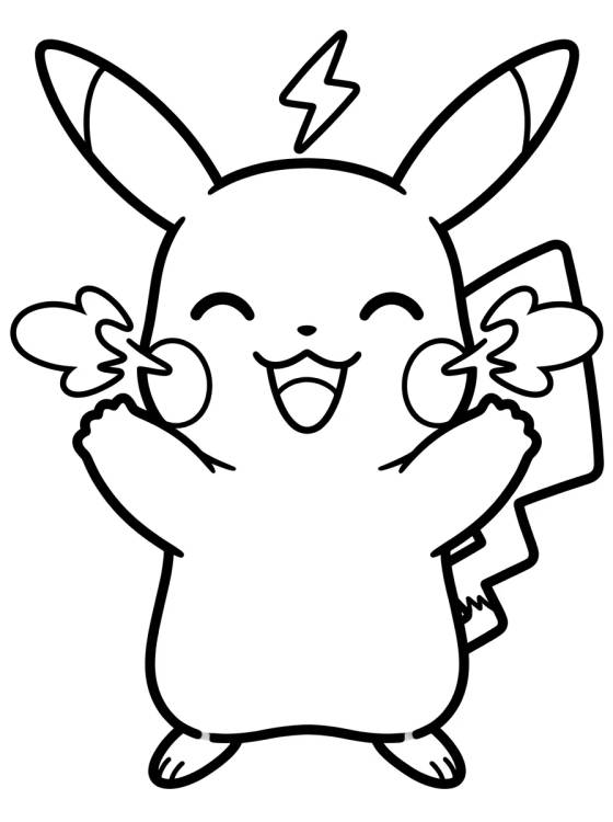 Pikachu Soltando Raiozinho para colorir Desenho de Pikachu Soltando Raiozinho para colorir e imprimir grátis