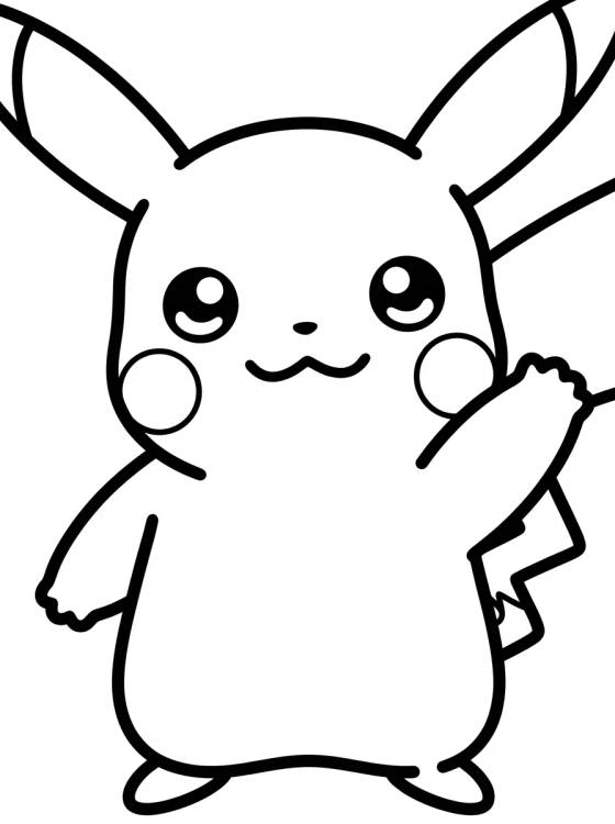 Desenho de Pikachu Sorridente Acenando para colorir e imprimir grátis