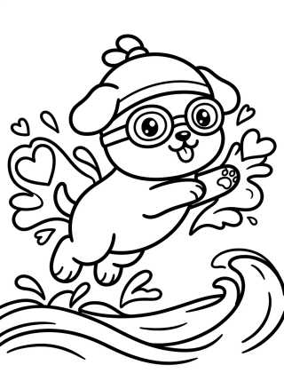 Cãozinho Dando um Mergulho Divertido para colorir Desenho de Cãozinho Dando um Mergulho Divertido para colorir e imprimir grátis