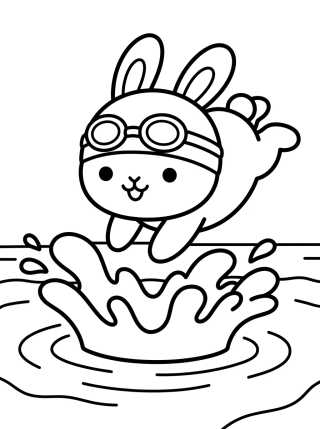 Desenho de Coelhinha Dando um Mergulho para colorir e imprimir grátis