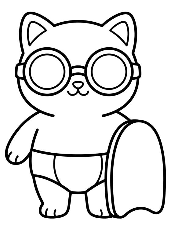 Gatinho de Óculos de Natação para colorir Desenho de Gatinho de Óculos de Natação para colorir e imprimir grátis