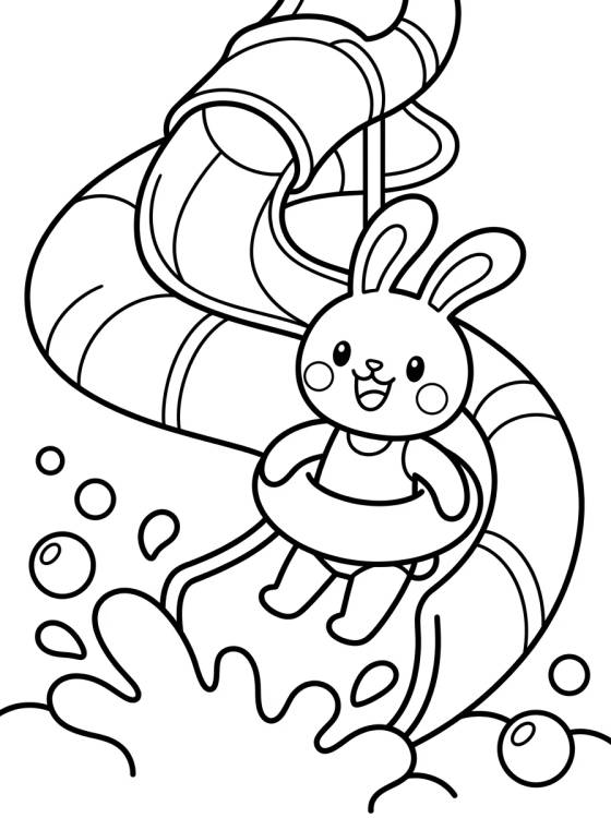 Desenho de Tobogã Divertido da Piscina para colorir e imprimir grátis