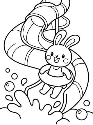 Tobogã Divertido da Piscina para colorir Desenho de Tobogã Divertido da Piscina para colorir e imprimir grátis