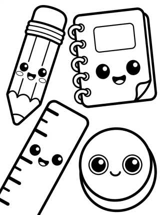 Desenho de Adesivos de Materiais Escolares para colorir e imprimir grátis