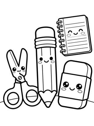 Desenho de Adesivos de Material Escolar para colorir e imprimir grátis