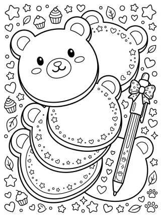 Desenho de Bloco de Notas e Post-it de Ursinho para colorir e imprimir grátis