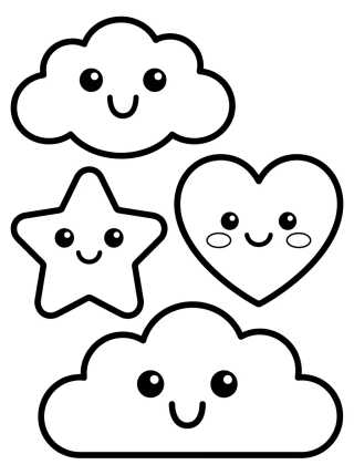 Desenho de Cartela de Adesivos Kawaii para colorir e imprimir grátis
