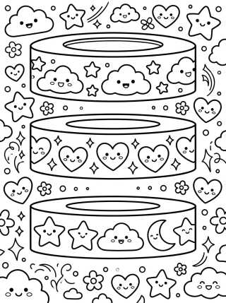 Desenho de Fitas Adesivas Decoradas Washi Tape para colorir e imprimir grátis
