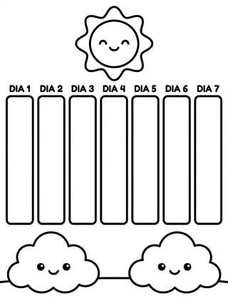 Página de Planner Semanal Fofo para colorir Desenho de Página de Planner Semanal Fofo para colorir e imprimir grátis