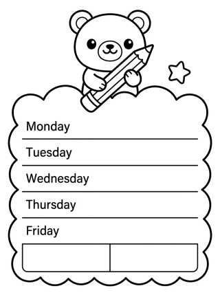 Desenho de Planner Semanal Fofinho para colorir e imprimir grátis